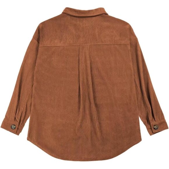 Womens Corduroy Shacket Large Casual Button-Down Long Sleeve Tops - Picture 3 of 7